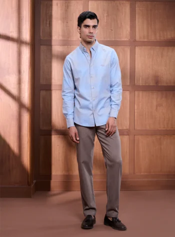 Khaki Falcon Cotton Melange Trousers