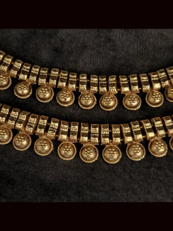 Flower on half gold bead design gold plated anklets