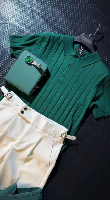 Men's Korean-Style Slim Solid Color Polo Shirt, Short-Sleeved, Lightweight, Casual (Combo)