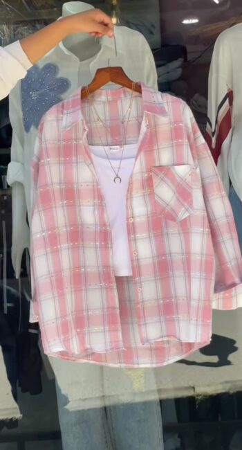 Women Plaid Drop Shoulder Long Sleeve Single Breasted Pocket Casual Shirt, Autumn(Combo)