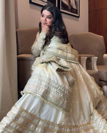 New Beautiful Cream Color Anarkali Suit Gown